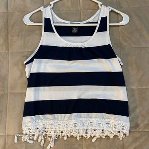 Blue and White Striped Crop Top size Medium